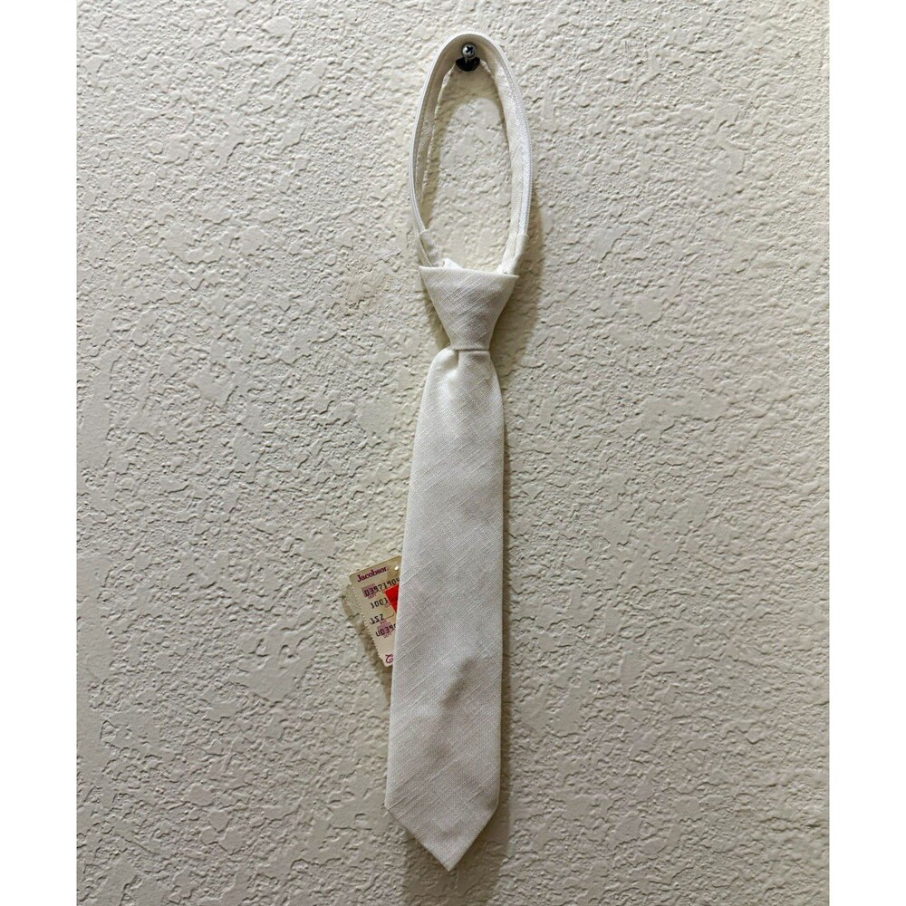 Vintage IMP Originals Boys Zip-On Tie Cream Ivory Necktie NOS NWT Retro